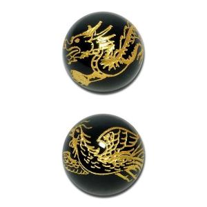 天然石ビーズ 風水 四神獣 オニキス 金 線刻絵 12mm 丸玉 4玉セット パワーストーン 天然石ビーズ オニキス 粒売り プレゼント｜ginnokura