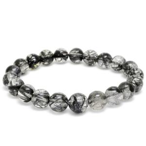 ブラックルチルクォーツ ブレスレット 大玉 13.3mm 20cm メンズ LL