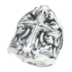 シルバーリング メンズ 指輪 ブラック クロスライン シンプル 13-21号