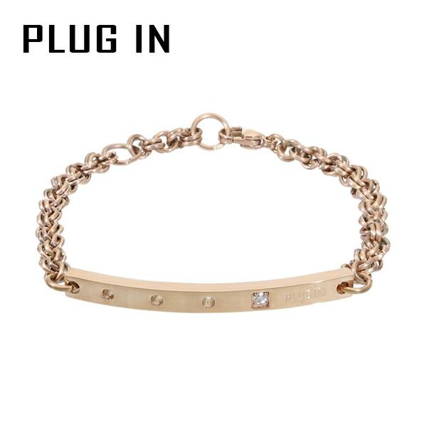 PLUG IN ピンクゴールド ステンレス パンチング プレート ブレスレット サージカルステンレス...