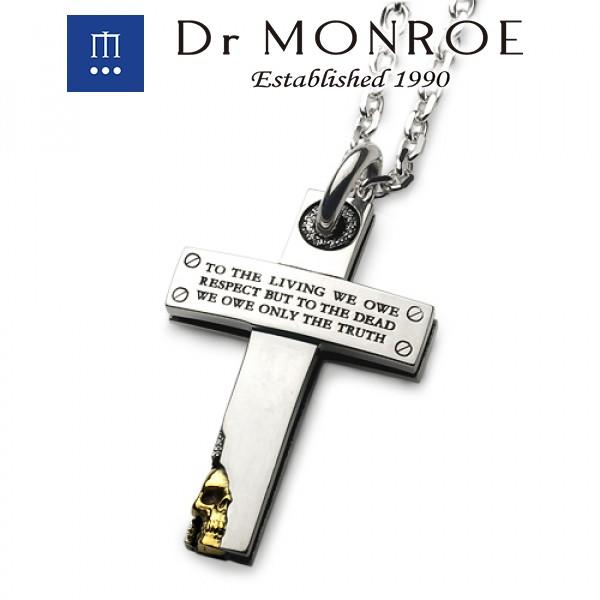 Dr MONROE ドクターモンロー メッセージクロスペンダント 18金 シルバー ネックレス (チ...