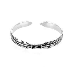 バングル メンズ シルバー925 アニマル柄 細身 幅0.5cm ヒョウ