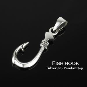 釣り針 ペンダントトップ メンズ シルバー フィッシュフック ブラック