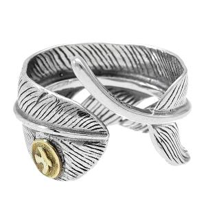 リーフ シルバー リング 15号 調節可能 指輪 シルバー925 銀 白仕上げ