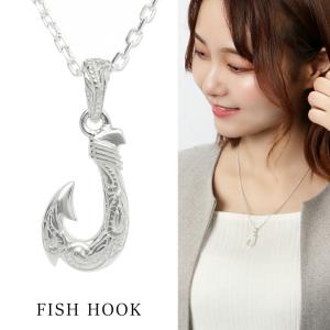 フック ペンダントトップ ハワイアン 釣り針 マリン シェル ネックレス