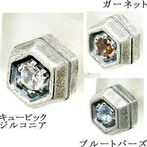 エムズコレクション ピアス メンズ ブランド 片耳 シルバー ヘキサゴン ブルートパーズ ガーネット...