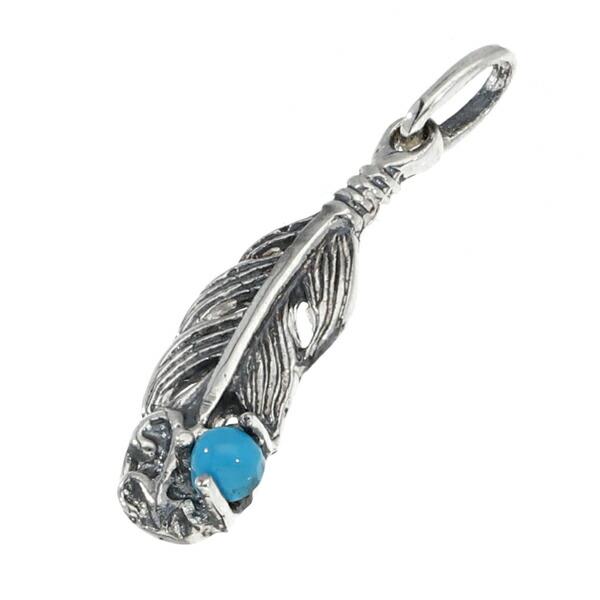 ターコイズ フェザー ペンダントトップ ネックレスチャーム (チェーンなし) シルバー925 ネック...