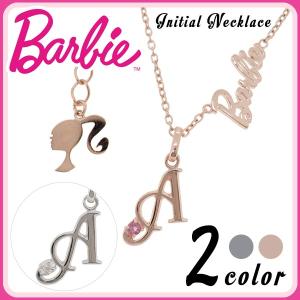 Barbie バービー シルバーネックレス 国産 イニシャル バービーロゴ シルエット 天然ダイヤモンド ピンクトルマリン プレゼント
