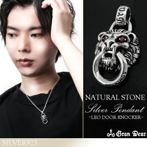 ライオン ヘッド リング ペンダント トップ ネックレス シルバー 925