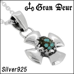 ペンダントトップ メンズ シルバー 円盤 ターコイズ トルコ石