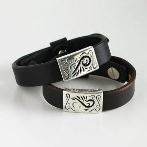 Give Me a Wing 革 ブレスレット コンチョ付き メンズ レディース