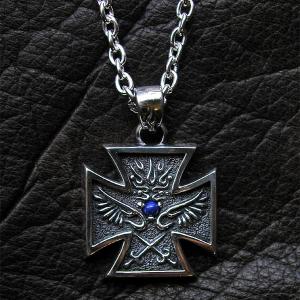 アイアンクロス ペンダントトップ メンズ シルバー ブルー