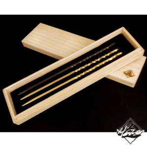 Hizm チタン製 簪 流水に空 赤紫 金色飾り 純チタン 15-18cm 軸変更可