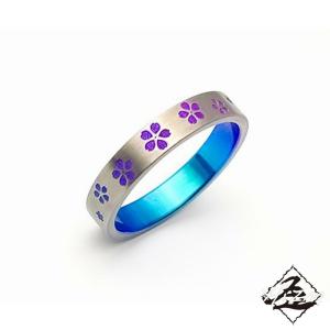 Hizm 彼岸花リング 4.5mm 赤紫×紫×青 純チタン製 1-30号 チタン