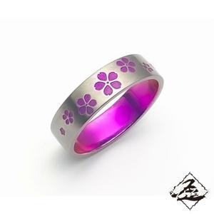 Hizm 彼岸花リング 4.5mm 赤紫×紫×青 純チタン製 1-30号 チタン