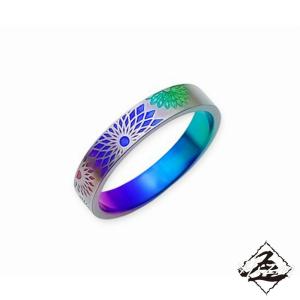 Hizm 彼岸花リング 4.5mm 赤紫×紫×青 純チタン製 1-30号 チタン