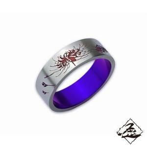 Hizm 彼岸花リング 4.5mm 赤紫×紫×青 純チタン製 1-30号 チタン