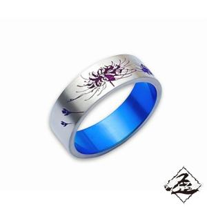 Hizm 彼岸花リング 4.5mm 赤紫×紫×青 純チタン製 1-30号 チタン