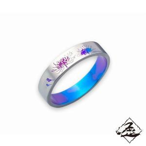 Hizm 彼岸花リング 4.5mm 紫×青 純チタン製 1-30号 チタンアクセサリー