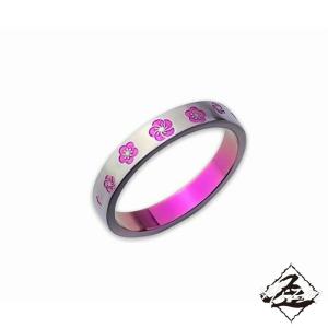 Hizm 彼岸花リング 4.5mm 紫×青 純チタン製 1-30号 チタンアクセサリー