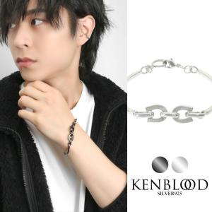 KENBLOOD 馬蹄 ダイヤモンド ブレスレット バングル S M シルバー925 シルバー ブラック 黒 ホースシュー 綺麗 きれいめ 上品 かっこいい メンズ｜ginnokura