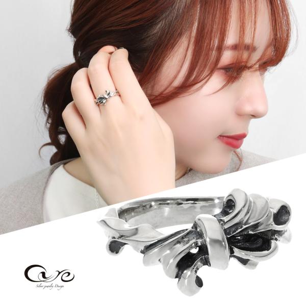 cure ウェーブ リボン リング 指輪 3〜29号 シルバー 925 波 曲線 結び目 きれいめ ...