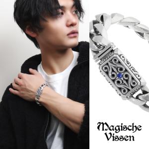 シルバーブレスレット メンズ サファイア クロス プレート ブランド