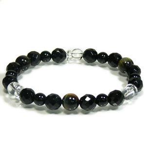 タイガーアイ ルチルクォーツ 水晶 ブレスレット 8mm 18cm メンズM