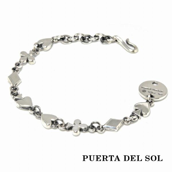 PUERTA DEL SOL 小ぶりモチーフ トランプ フォアスーツ シルバー ブレスレット シルバ...