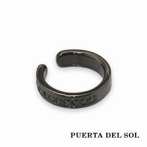 PUERTA DEL SOL フラット ストーン ブラック イヤーカフ ブラック シルバー950 チタンコーティング ユニセックス シルバーアクセサリー 銀 SV950｜ginnokura