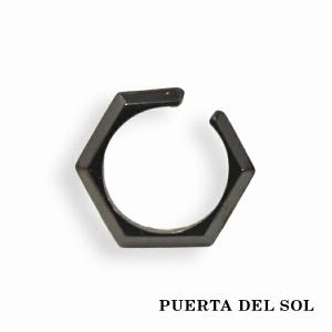 PUERTA DEL SOL シャープエッジ イヤーカフ ブラック シルバー950 チタンコーティング ユニセックス シルバーアクセサリー 銀 SV950｜ginnokura