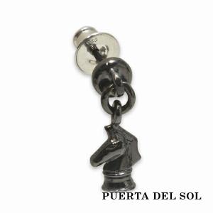 PUERTA DEL SOL チェスナイト チャーム スウィング ピアス ブラック シルバー950 チタンコーティング ユニセックス シルバーアクセサリー 銀 SV950｜ginnokura