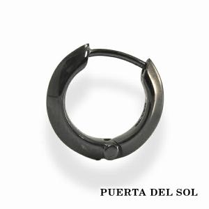 PUERTA DEL SOL ギミック ソリッド 開閉式 フープ ピアス ブラック シルバー950 ...