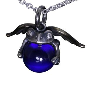 龍頭 天使蛙玉 (Cobalt Glass) ネックレス チェーン付き ペンダント 