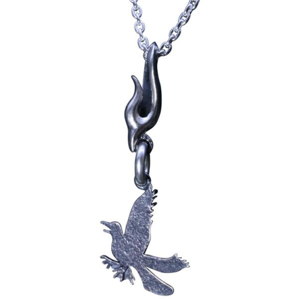 龍頭 火焔フック八咫烏 ネックレス チェーン付き ペンダント メンズ シルバー シルバーネックレス ...
