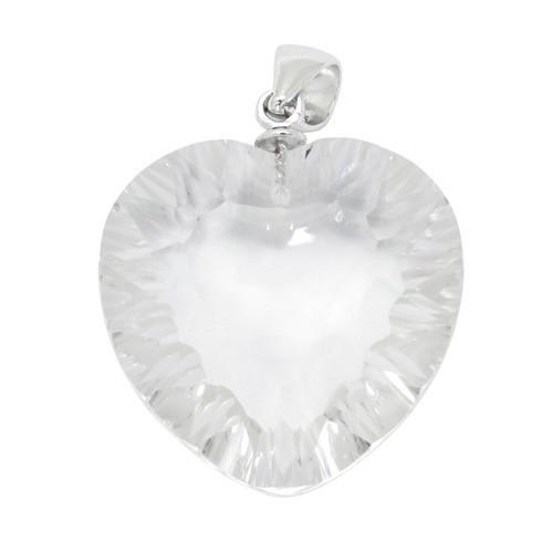 カット水晶 ペンダントトップ シルバー ハート型 天然石 パワーストーン カット水晶ペンダント 水晶...