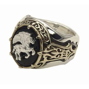 ターコイズ 指輪 メンズ リング シルバー キングマンターコイズ 17-21