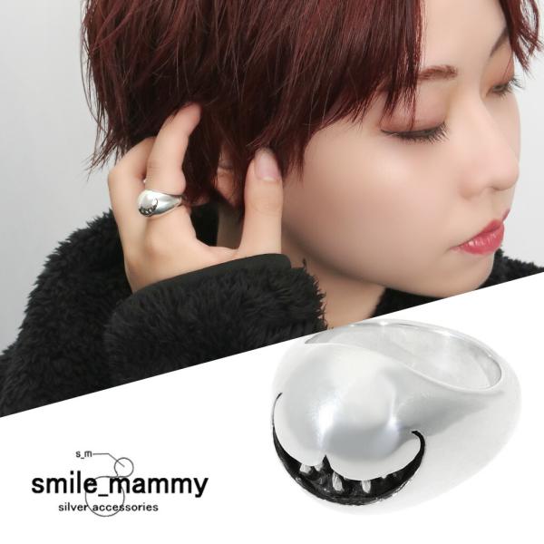 smile_mammy チェシャ猫 スマイル リング 指輪 5〜18号 シルバー925 ドームリング...