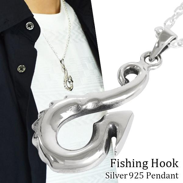 フィッシュフック ネックレス メンズ シルバー 釣り針 トライバル ハワイアン ペンダント おしゃれ...