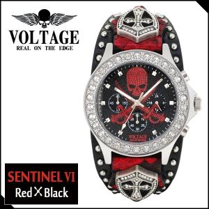 腕時計 メンズ ブランド センチネル6 レッド ブラック スカル ソード VOLTAGE メンズ腕時計｜ginnokura