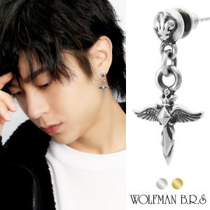 ピアス メンズ 片耳 シルバー ドロップピアス くさび ブラック