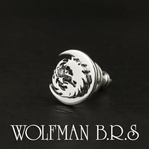 ウルフマンBRS ピアス ムーンウルフスタッド 1P 片耳 シルバー ブランド WOLFMAN メンズ 狼 オオカミ｜ginnokura