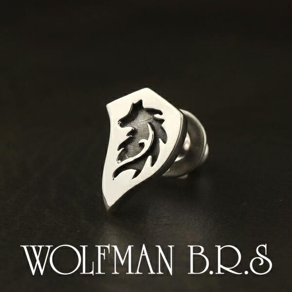 ウルフマンBRS ピアス ウルフヘッド プレート スタッド 1P 片耳 シルバー ブランド WOLF...