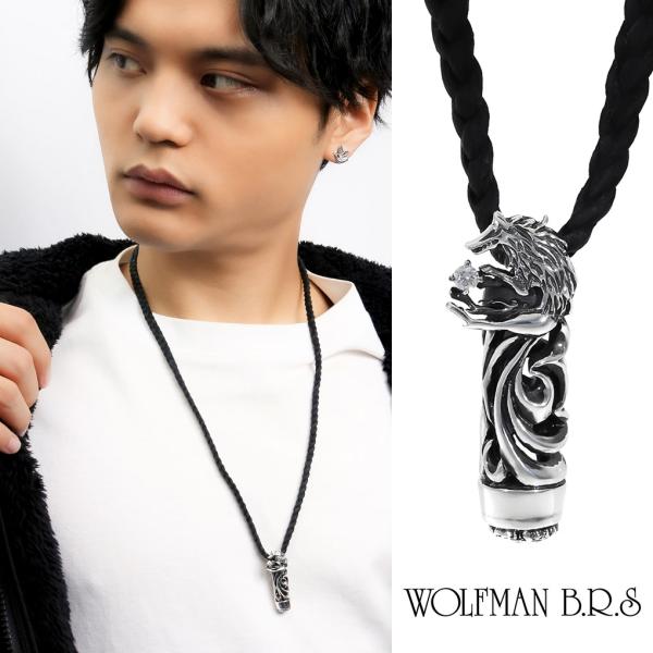 ウルフマン BRS パルメットローラーw 革紐セット シルバー レザー ネックレス ペンダント ブラ...