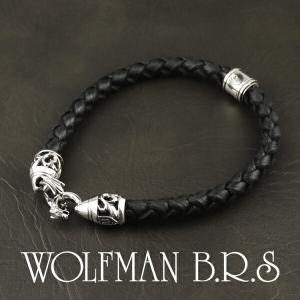 WOLFMAN B.R.S. ブレスレット WOLFMAN B.R.S（ウルフマンBRS） ブレスレット 四つ編み レザー ウルフ