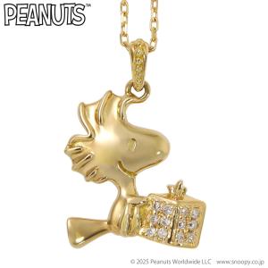 スヌーピー ウッドストック ギフトボックス 天然ダイヤモンド K18 ネックレス ペンダント レディース ゴールド PEANUTS Snoopy ダイヤモンド 18金 爆買