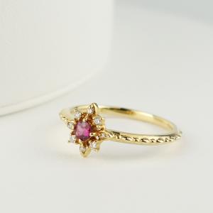 hum ハム K18YG/WG 0.12ctブラウンダイヤモンド DECO LACE T BAR RING