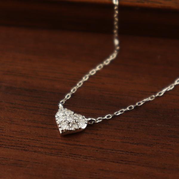 K18 2WAY ハート ダイヤモンド ホワイトゴールド ネックレス 18金 18k ゴールドネック...