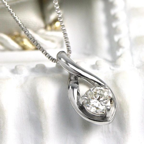 K18 ダイヤモンド ドロップ ネックレス ホワイトゴールド 一粒 天然 ダイヤ 18金 18k ゴ...