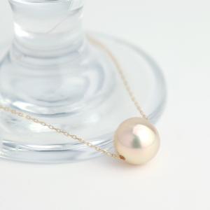 K18 大粒 湖水 真珠 ネックレス 一粒 湖水真珠 湖水パール 天然 淡水